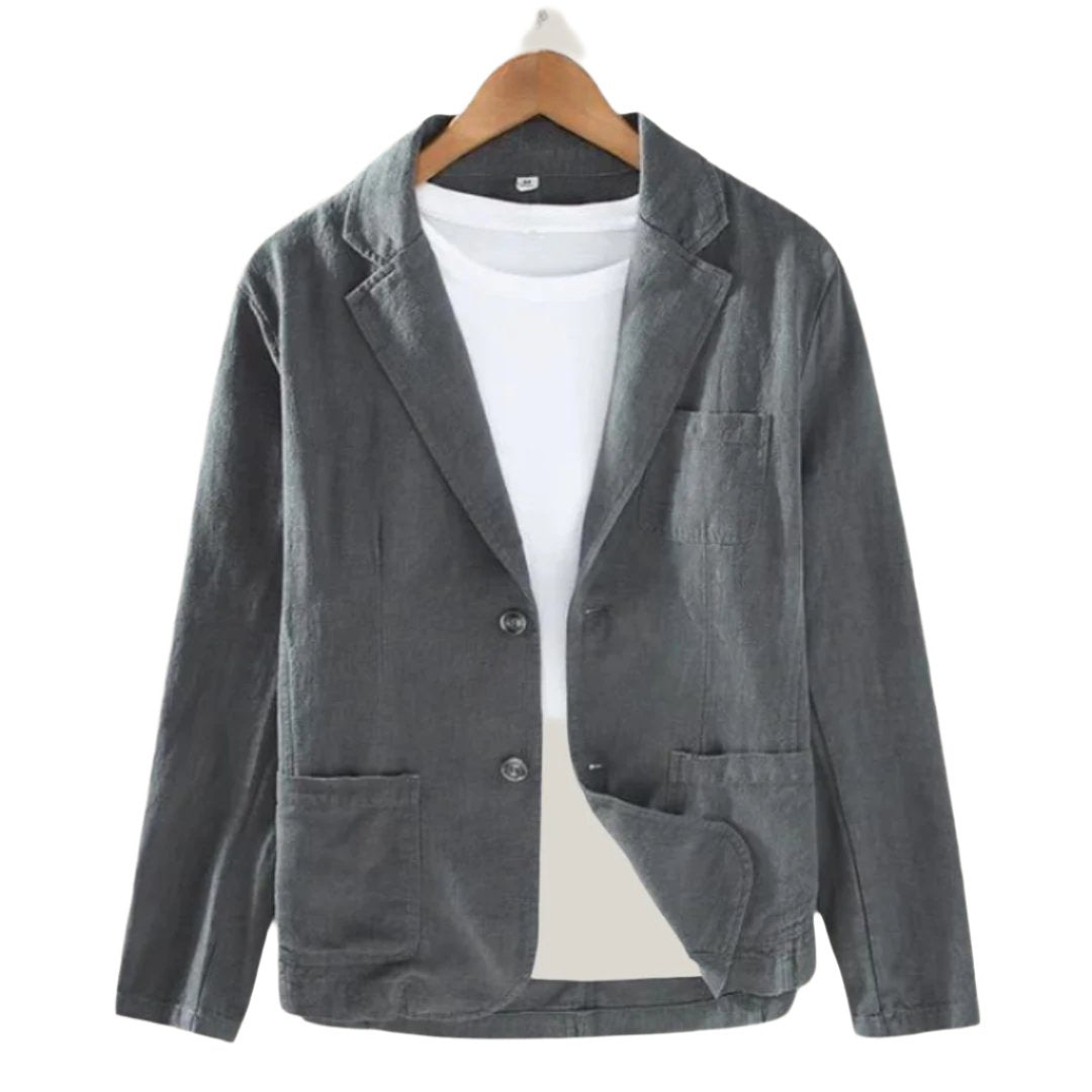 Levoire | Hommes Blazer en Lin Italien Élegant Veste Charmante Pour Hommes Gris