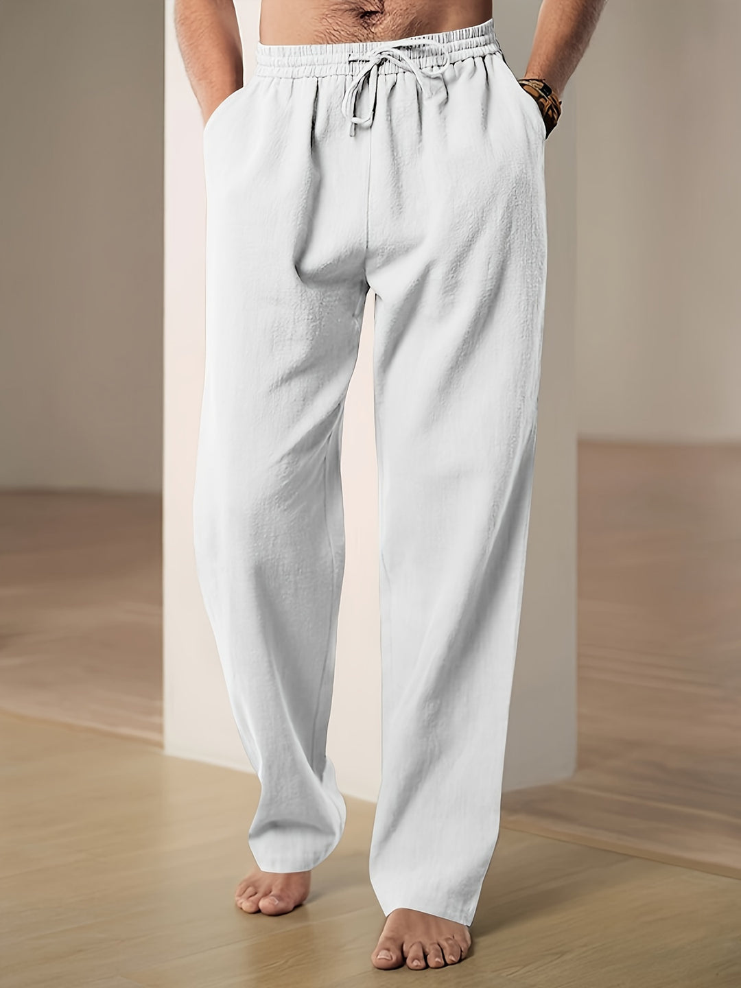 Levoire | Hommes Pantalon en Lin Décontracté Confortable En Été Pour Hommes Blanc