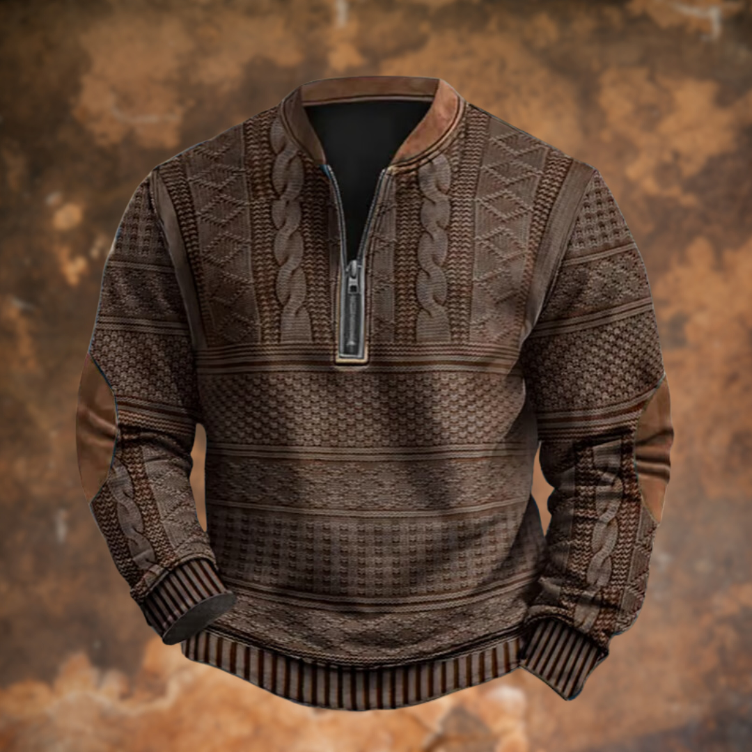 Levoire | Sweatshirt Zippé Vintage en Tricot Doux et Confortable Marron