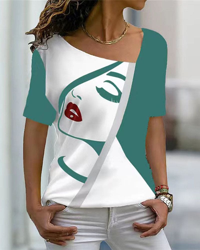 Levoire | Chemisier Avec Col Et Imprimé Visage À Manches Courtes Légumes