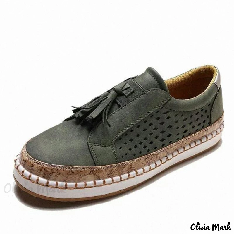 Levoire | Avec Pompons : Mocassins Élégants Décontractés Avec Petit Talon Couleur verte