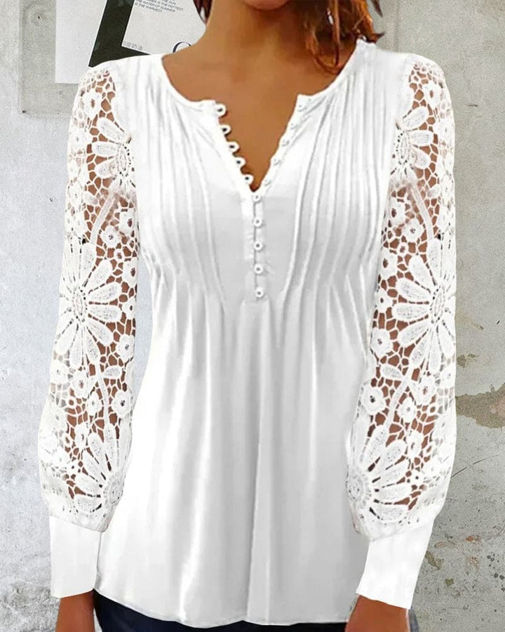 Levoire | Blouse En Dentelle À Manches Longues Et Décolleté En V