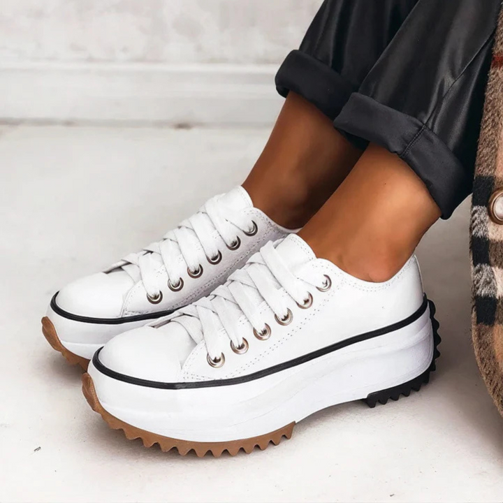 Levoire | Baskets À Lacets Confortables Et À Plateforme Pour - Femmes - Décontractées Blanc