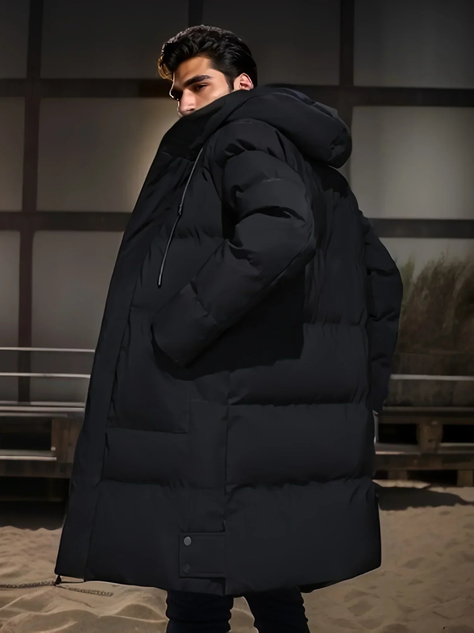 Levoire | Veste Hommes Avec Capuche Hiver Noir