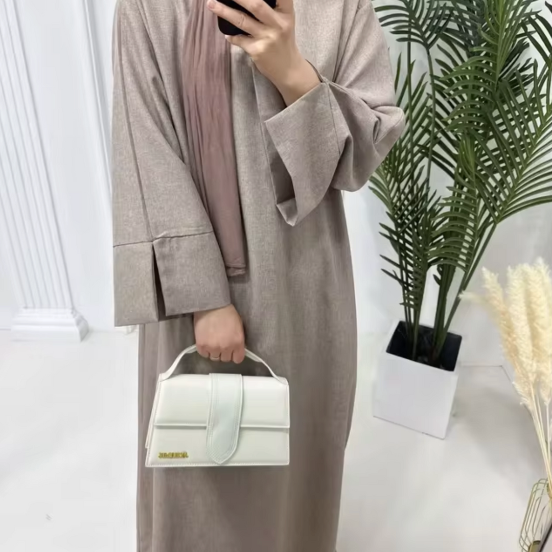 Levoire | Robe Abaya En Lin Fermée Khaki