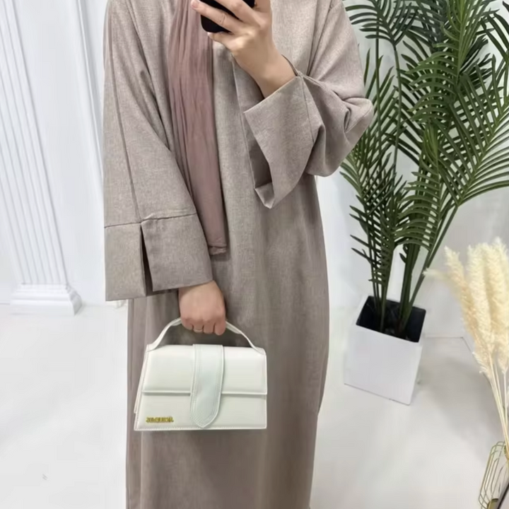 Levoire | Robe Abaya En Lin Fermée Khaki