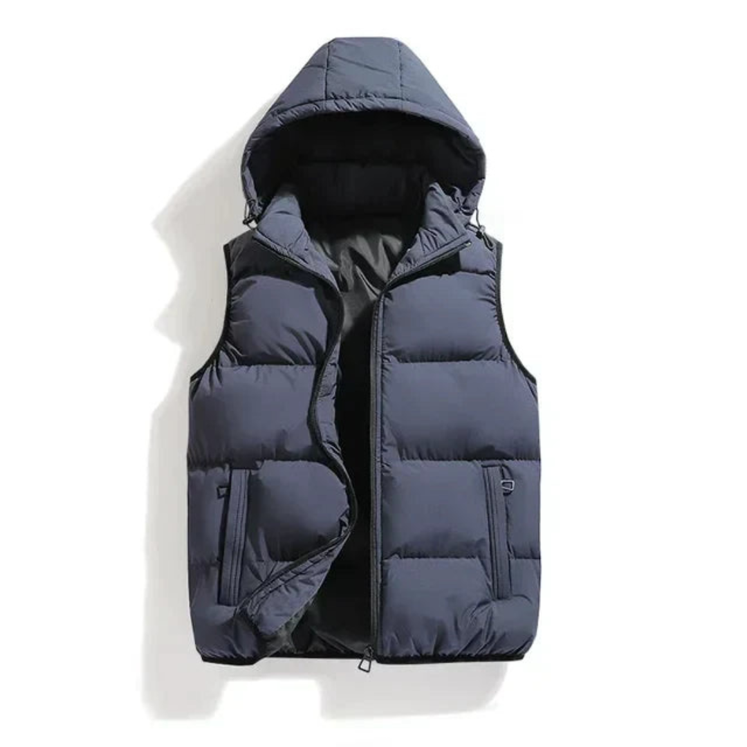 Levoire | Veste à capuche pour hommes sans manches Gris Bleu
