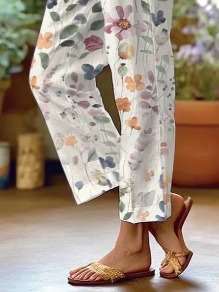 Levoire | Femme Pantalon Ample à Fleurs - Décontracté