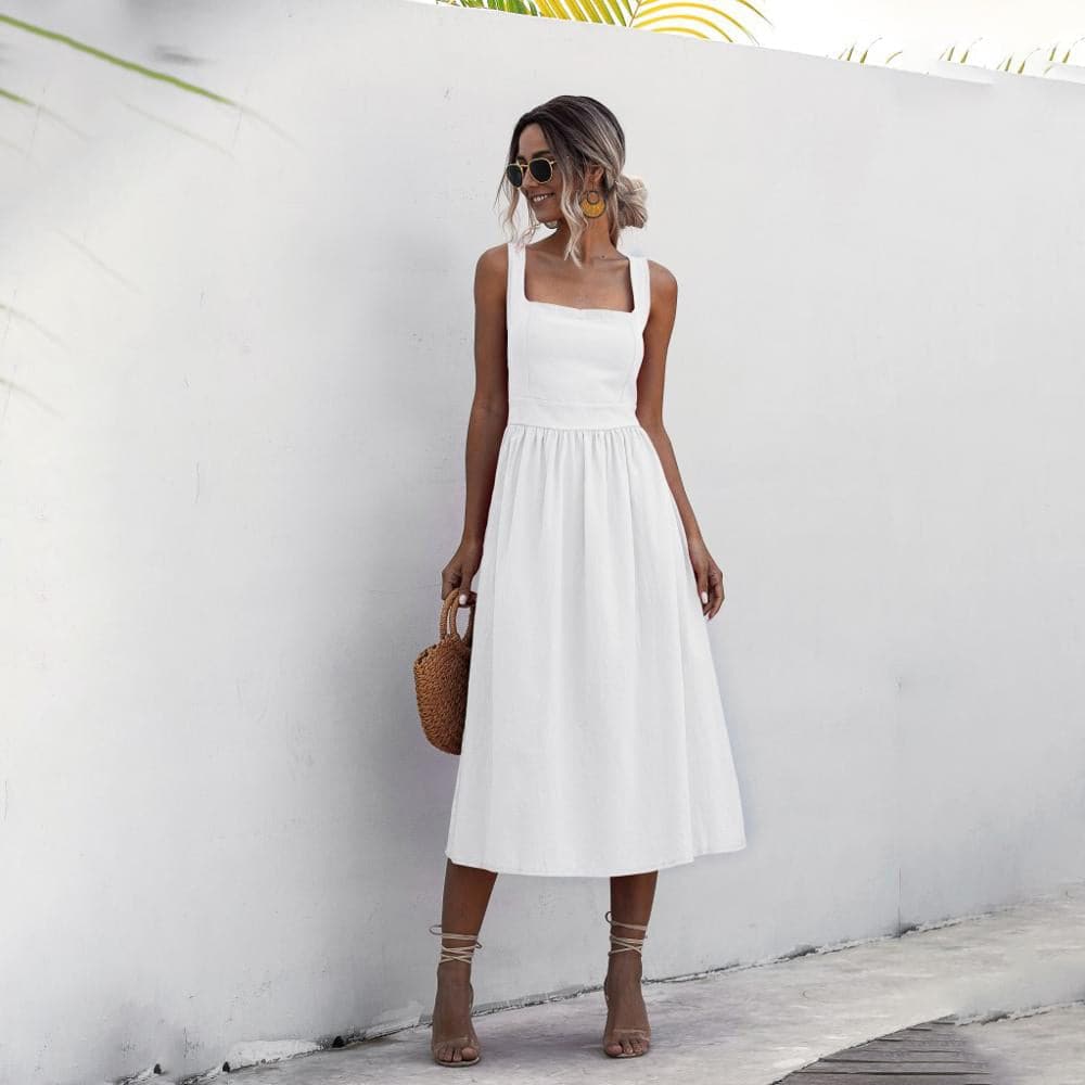 Levoire | Robe D'été Sans Manches Pour Femme - Midi Blanc