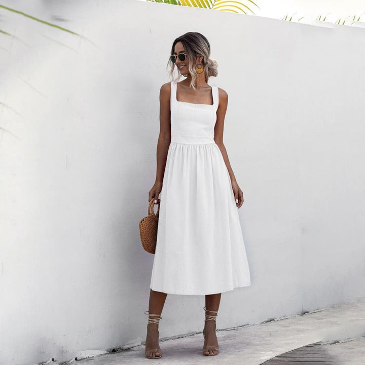 Levoire | Robe D'été Sans Manches Pour Femme - Midi Blanc