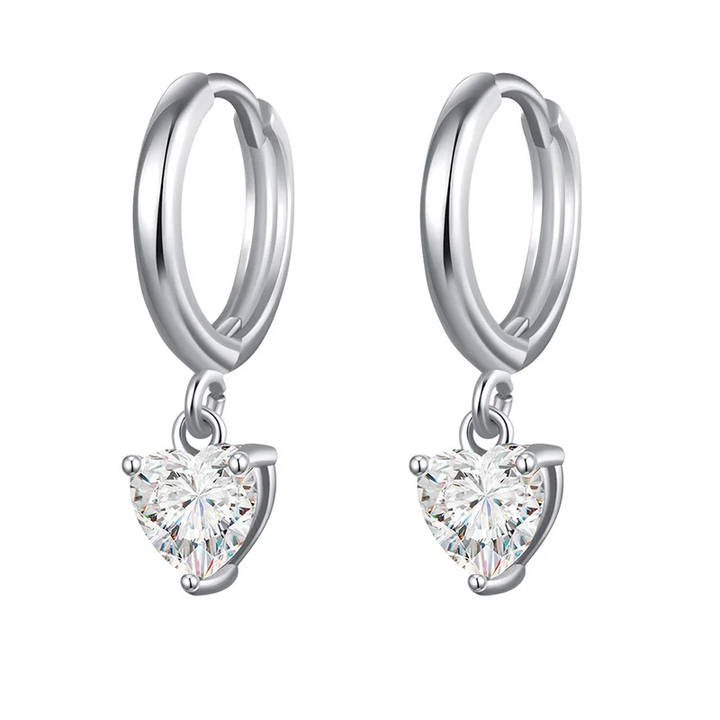 Levoire | Zirconium Tippu Boucles D'Oreilles Argent cœur