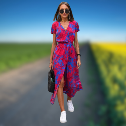 Levoire | Robe d'été à motif floral Rosso-Blu