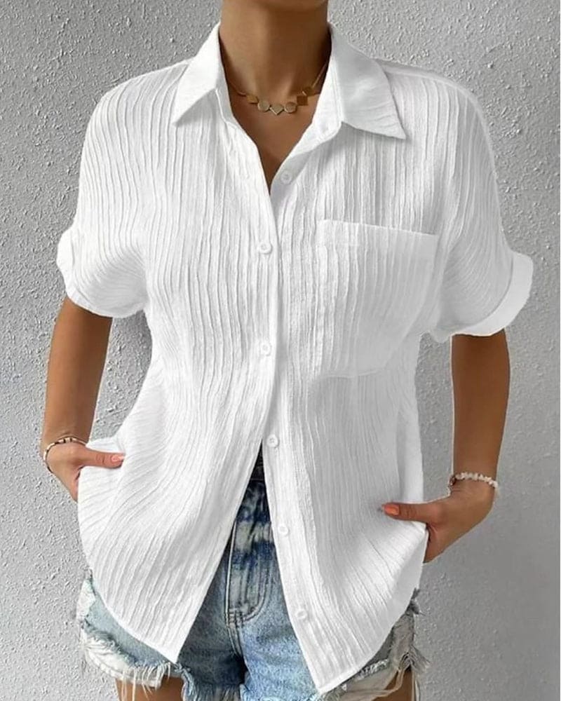 Levoire | Blouse Unie À Manches Courtes Avec Une Poche Blanc