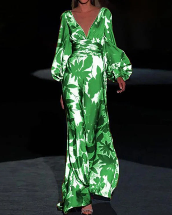 Levoire | Robe pour femmes élégante et confortable robe d'été à décolleté en V pour femmes Vert