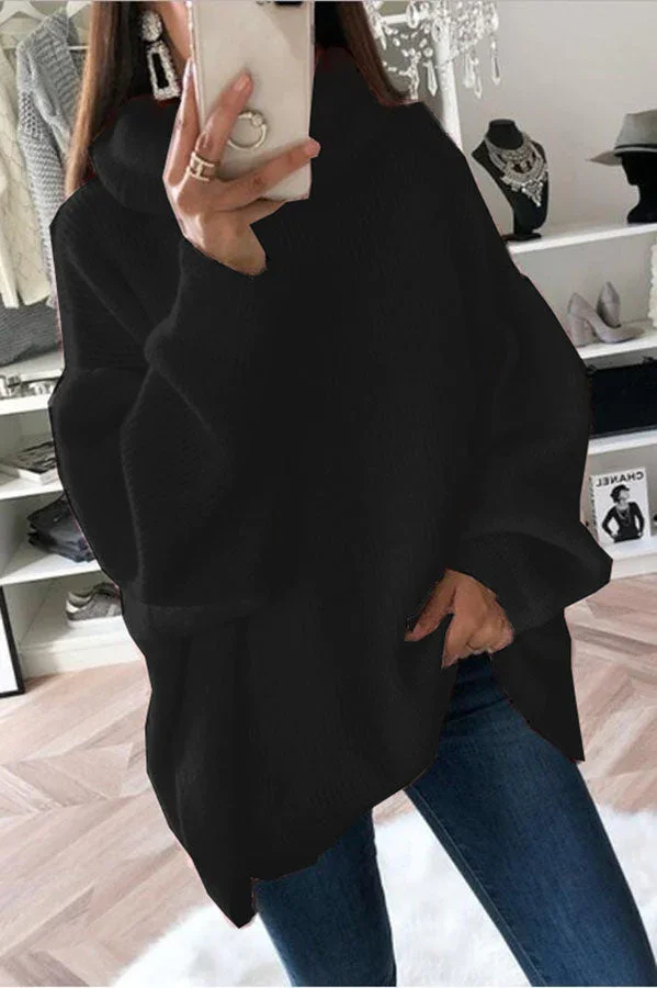 Levoire | Grande Taille Pull À Manches Longues Et Col Large Pour Fashionistas Modernes Noir