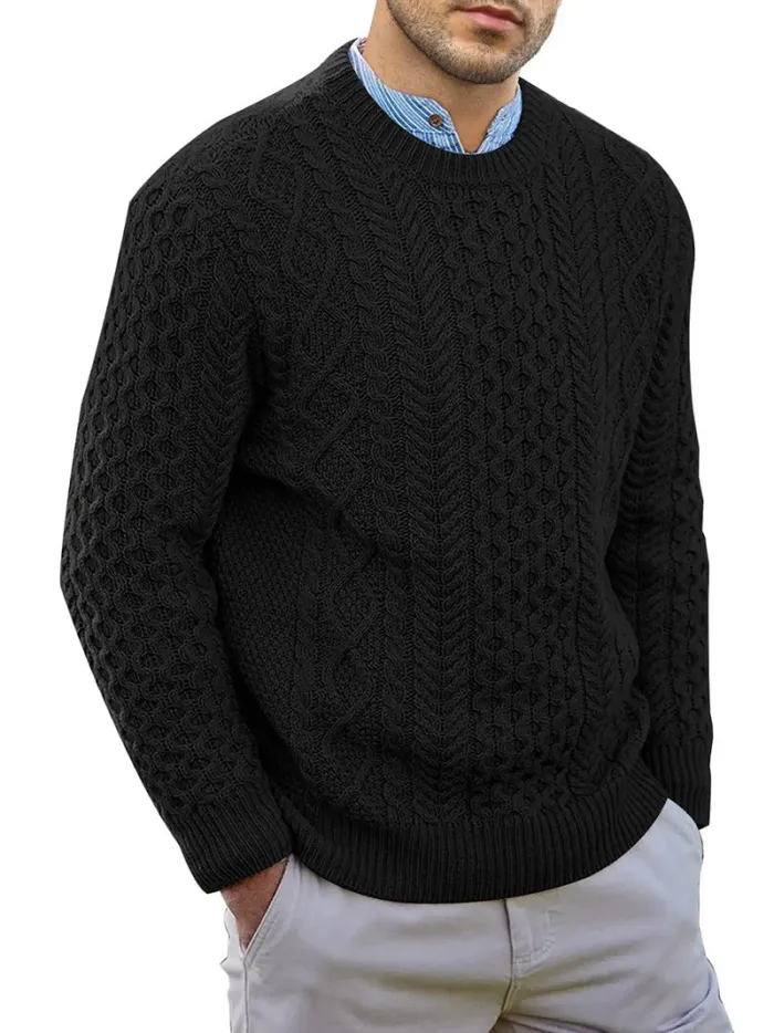 Levoire | Pull Homme À Col Rond Décontracté Et Confortable Noir