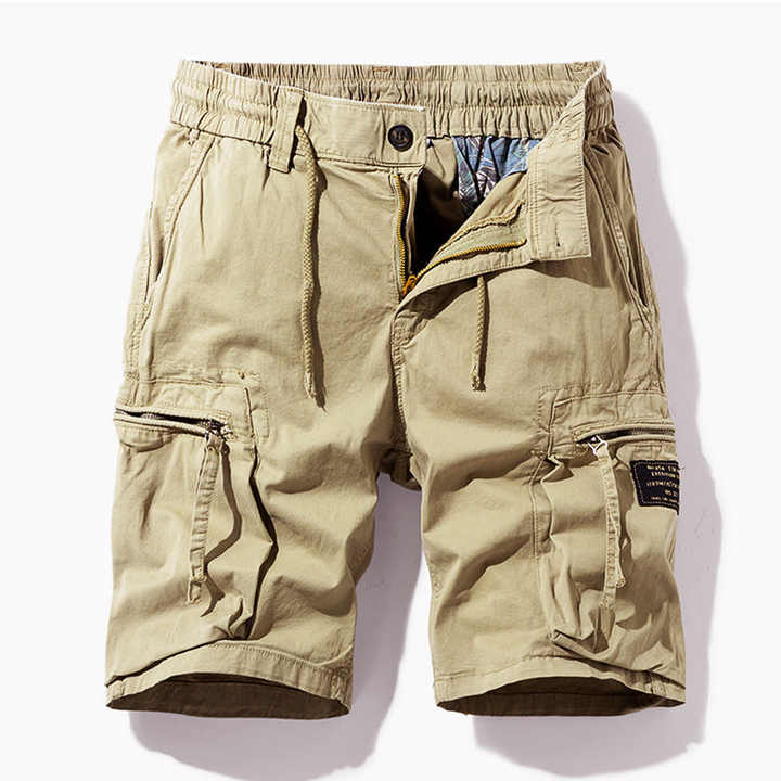Levoire | Short léger d'été cargo pour hommes avec poches pratiques Khaki