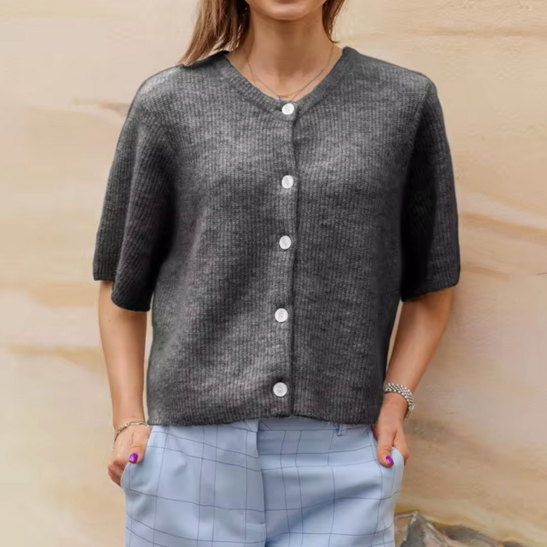 Levoire | Veste En Tricot Courte Avec Boutons Pour Femmes Gris foncé