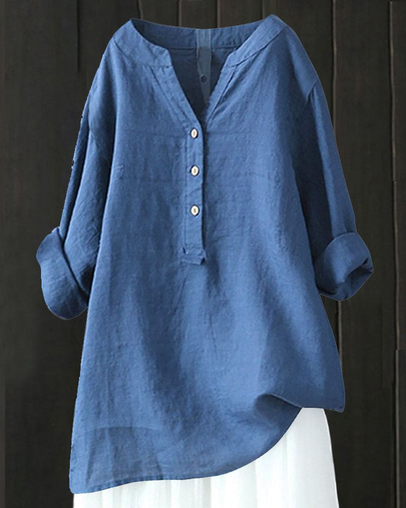 Levoire | Blouse À Manches Longues Dans Une Couleur Unie Et Un Encolure En V