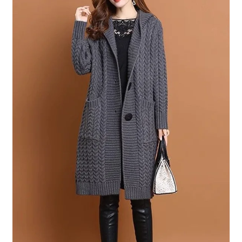 Levoire | Gilet à capuche pour femmes avec bouton et coupe longue Gris