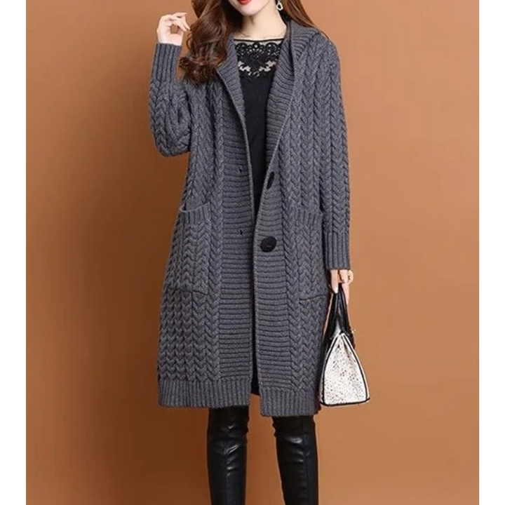 Levoire | Gilet à capuche pour femmes avec bouton et coupe longue Gris