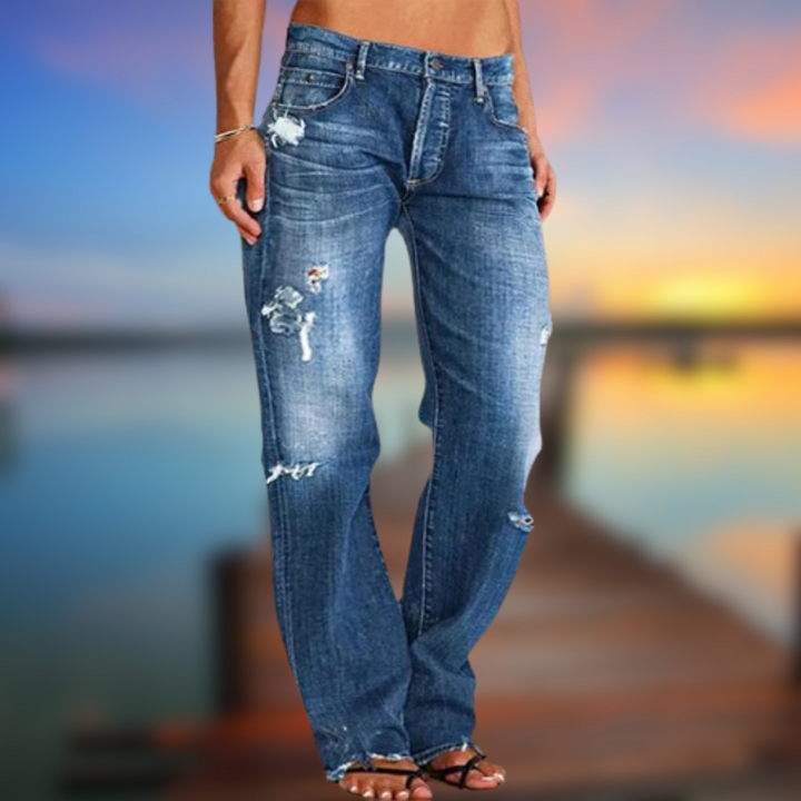 Levoire | Jeans décontractés pour femmes avec déchirure Blu Notte