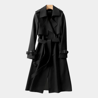 Levoire | Long Trench Coat Femmes Chaud Noir