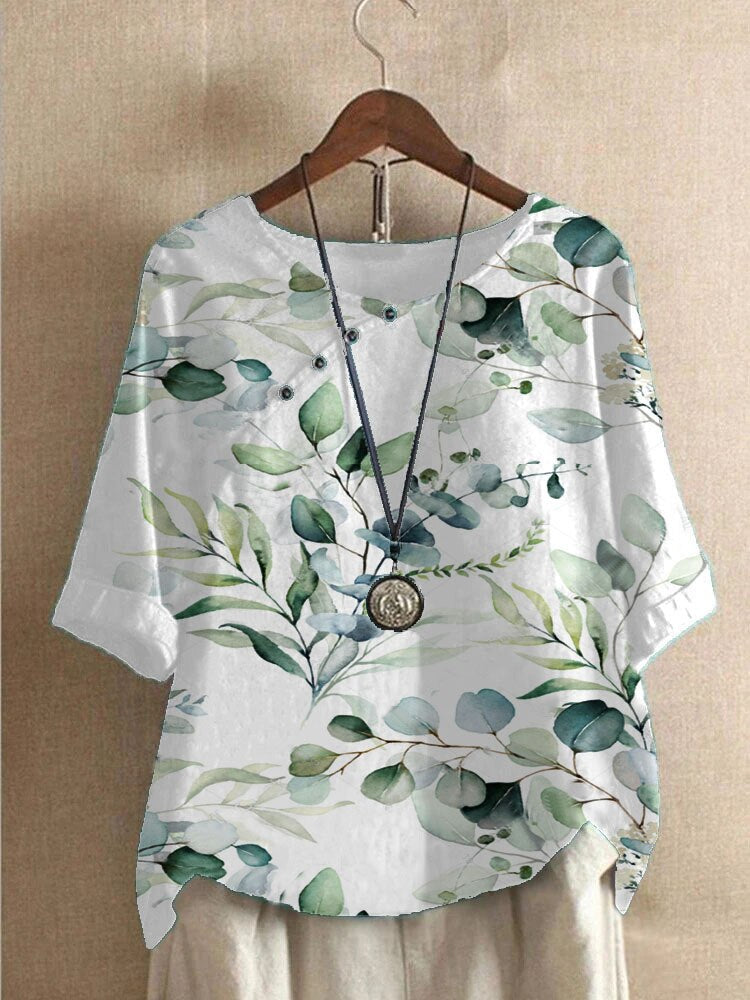 Levoire | Blouse Pour Dames Imprimee Confortable Vert foncé