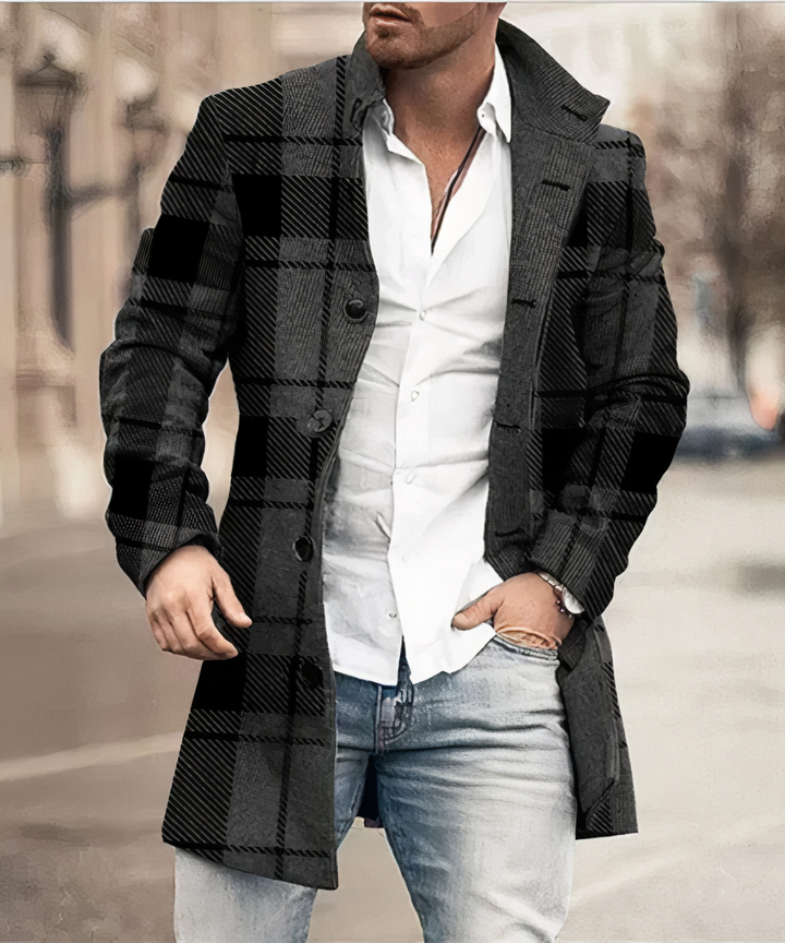 Levoire | Manteau Trench Chaud Pour Hommes Noir