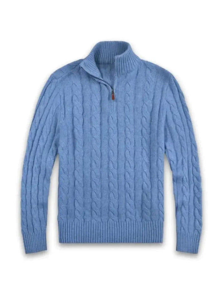 Levoire | Pull en laine à col zippé à manches longues plus chaud Bleu