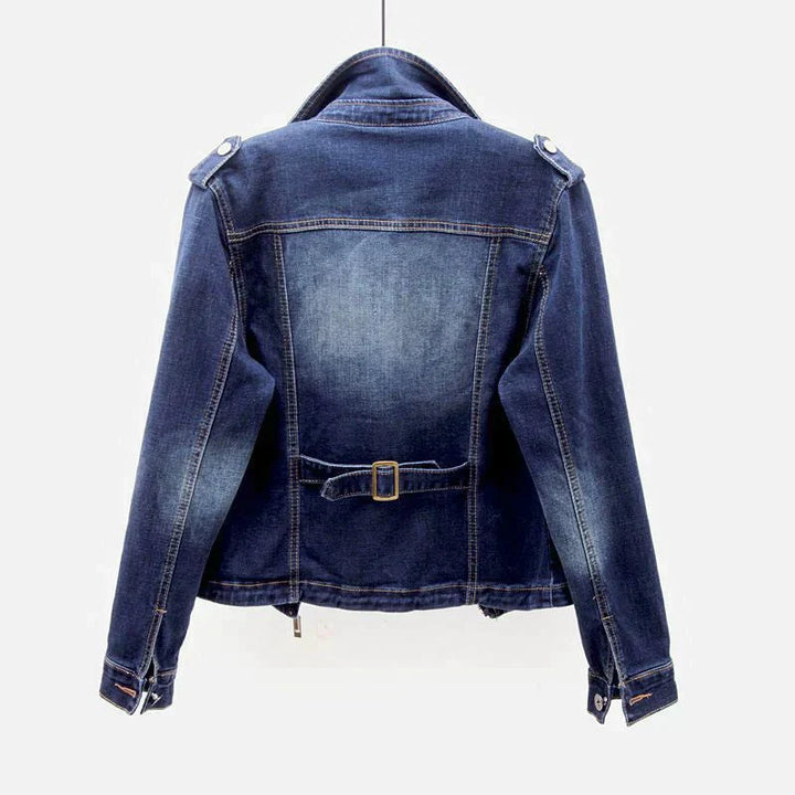 Levoire | Veste En Denim À Manches Longues Avec Fermeture Éclair Et Poches