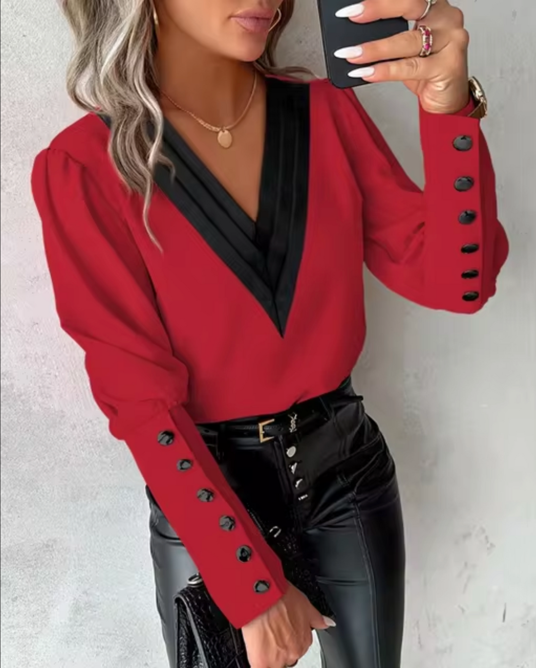 Levoire | Blouse Élégante Col En V Élégante & Confortable Chaque Saison Rot