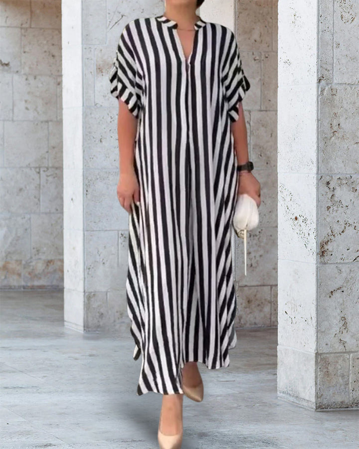 Levoire | Chemise Robe V Avec Motif Rayé