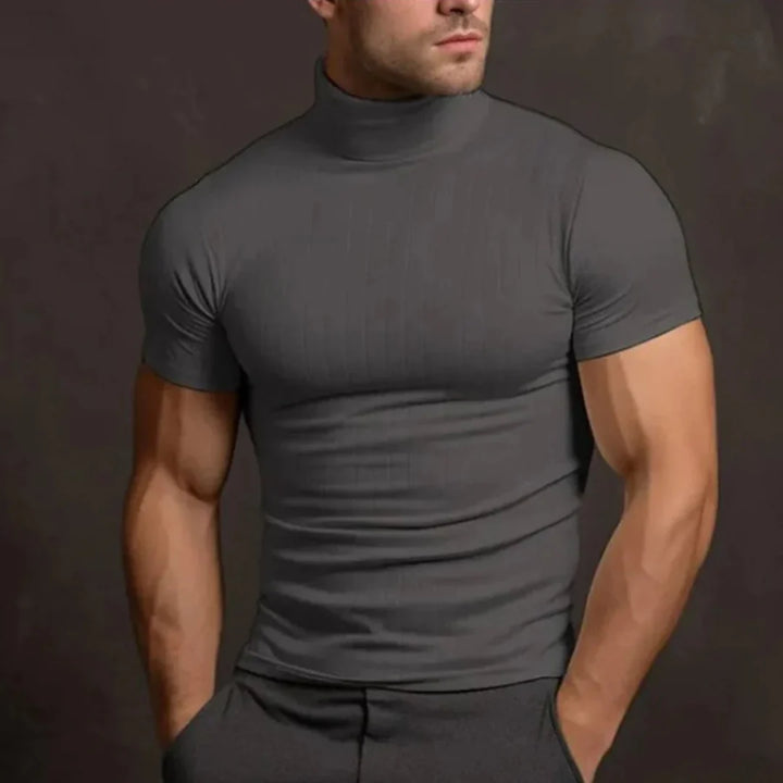 Levoire | T-Shirt Décontracté Avec Col Roulé À Manches Courtes Gris