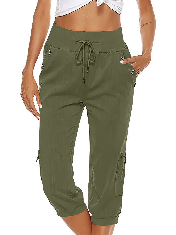 Levoire | Pantalon Confortable Pour Femmes Avec Cordon Et Poches Vert foncé