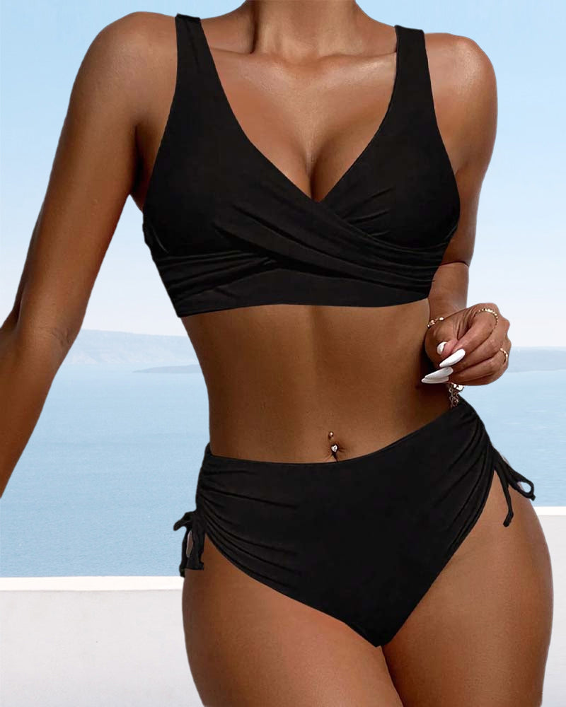 Levoire | Maillot De Bain Bikini Uni Avec Cordon Et Nœud Dans Le Dos
