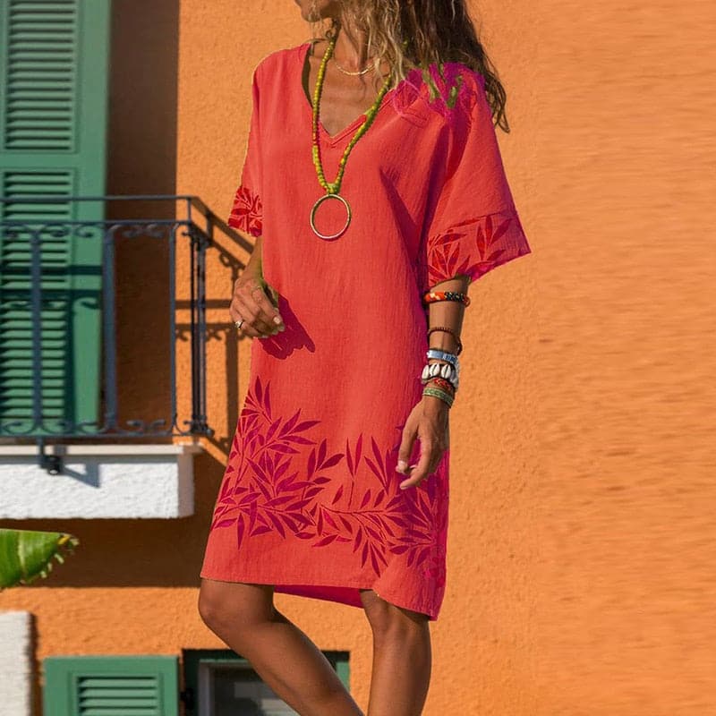 Levoire | Robe D'été Unie Pour Femme - Mini Rouge