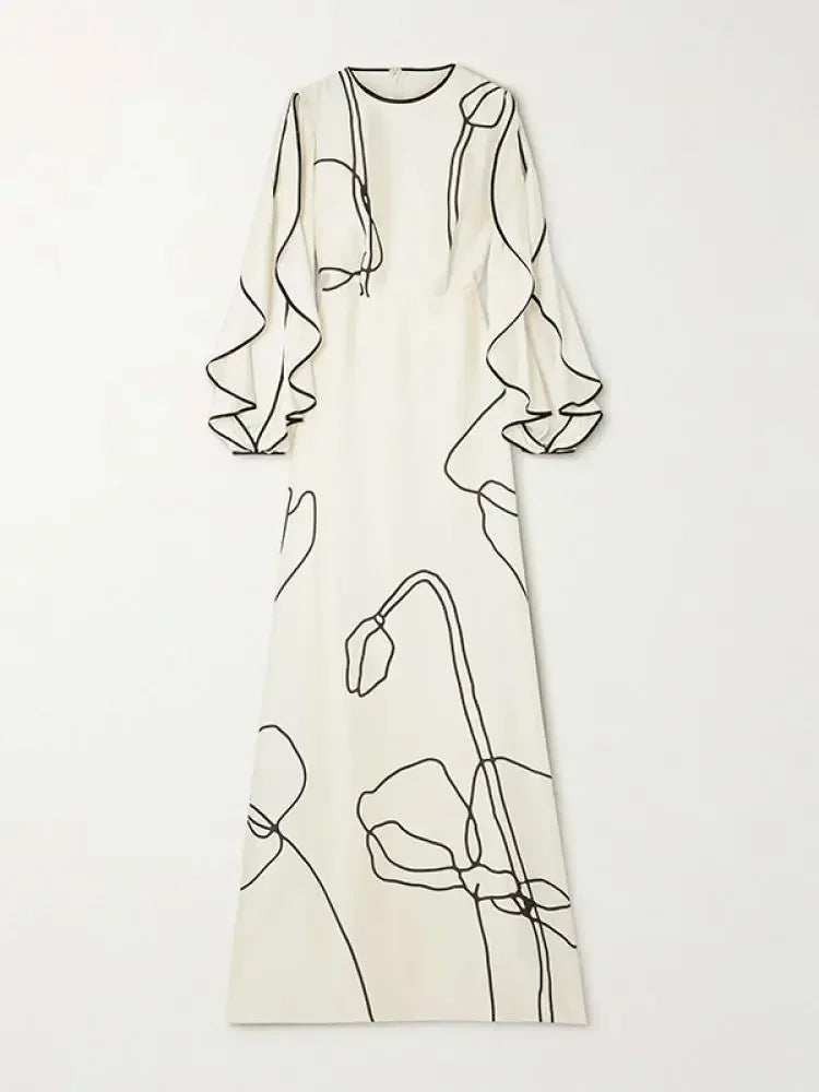 Levoire | Robe De Soirée Élégante Avec Des Bordures À Volants Et Motif Floral