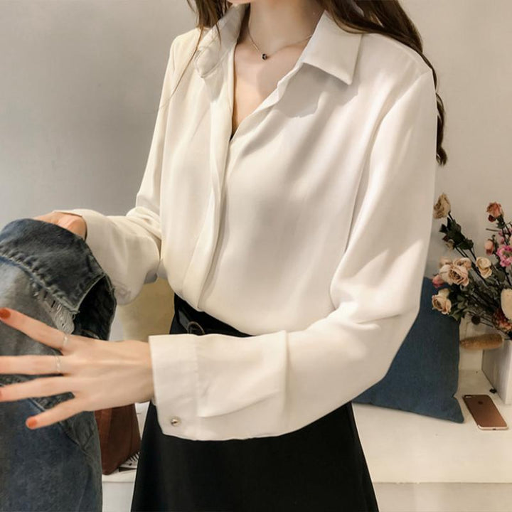 Levoire | Chemisier À Manches Longues En Chiffon Chemise Élégante Blanc