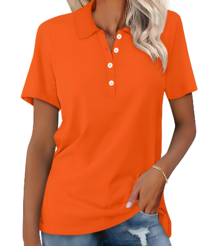 Levoire | Polo Femme Durable à Boutons Orange