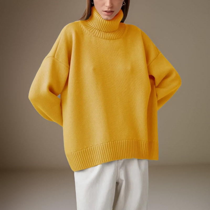 Levoire | Pull Col Roul Femmes Chaud Et Confortable Jaune