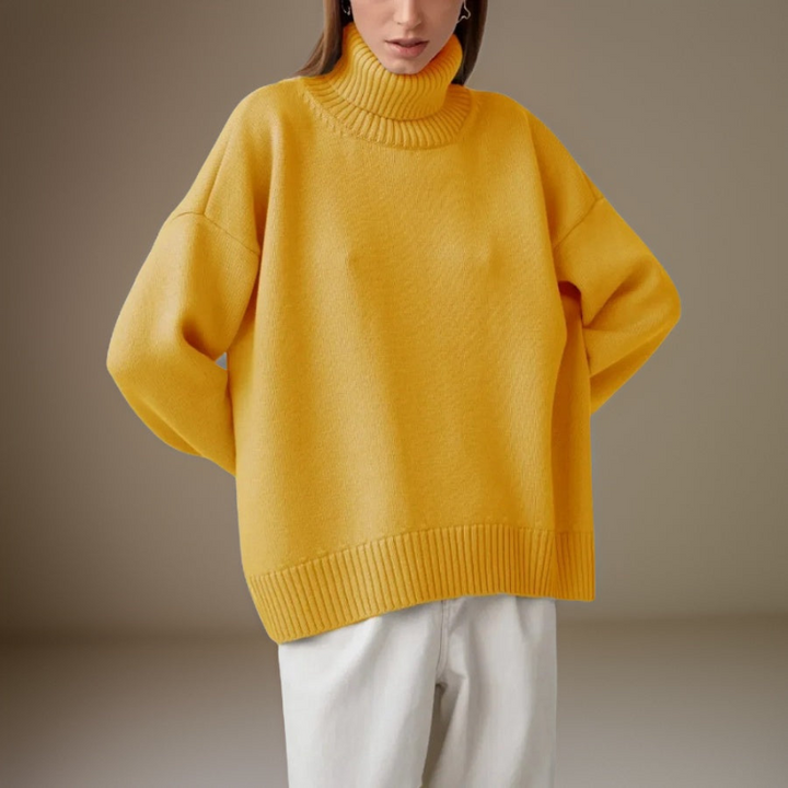 Levoire | Pull Col Roul Femmes Chaud Et Confortable Jaune
