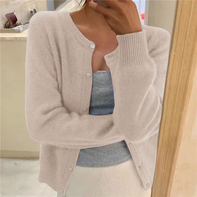Levoire | Veste Tricotée Unicolore Pour Femmes Abricot Une taille