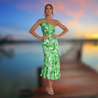 Levoire | Robe élégante à épaule unique Verde