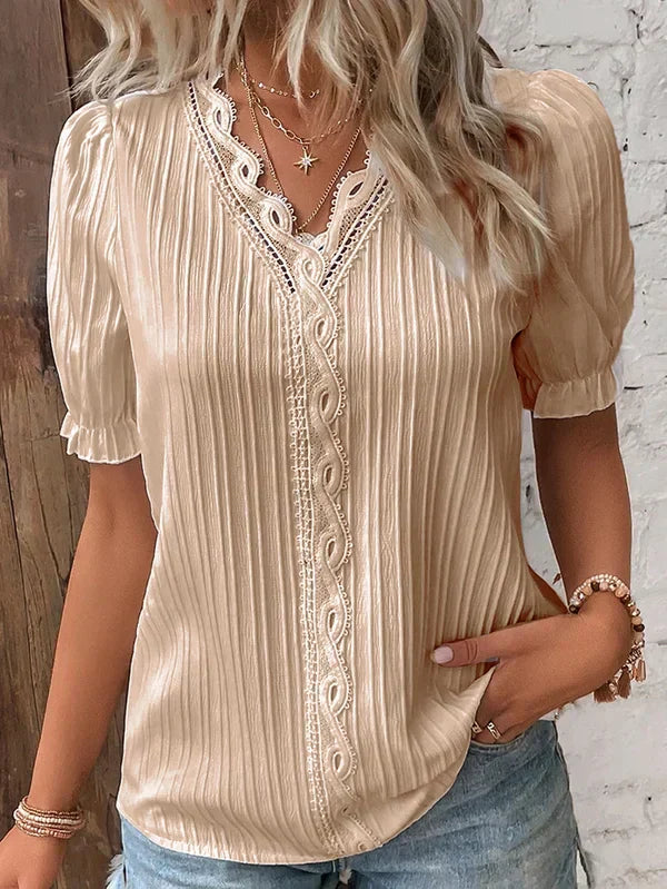 Levoire | Blouse Élégante Avec Décolleté En V Beige