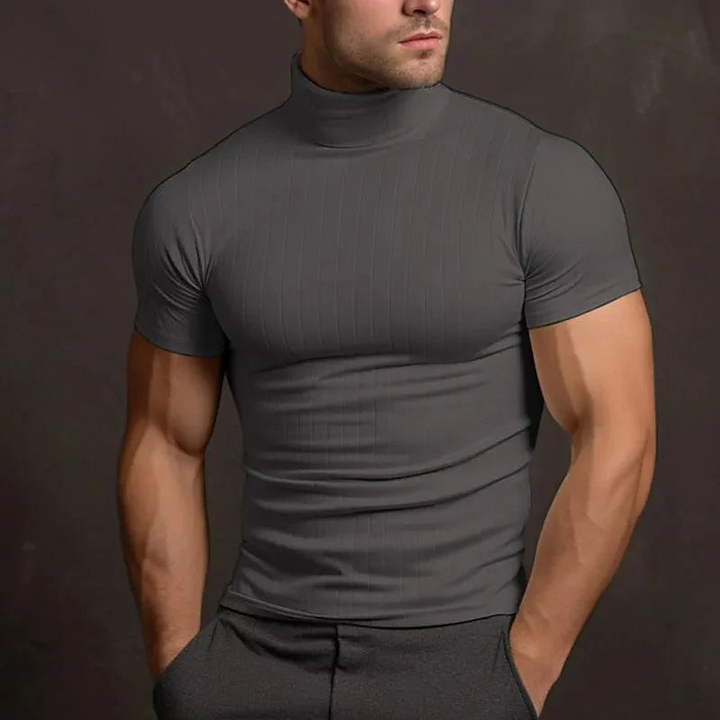 Levoire | T-shirt à col roulé pour hommes tendance à manches courtes Gris
