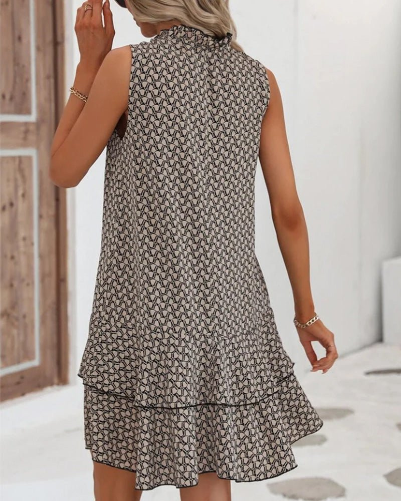 Levoire | Robe d'été mini sans manches avec imprimé à volants pour femmes