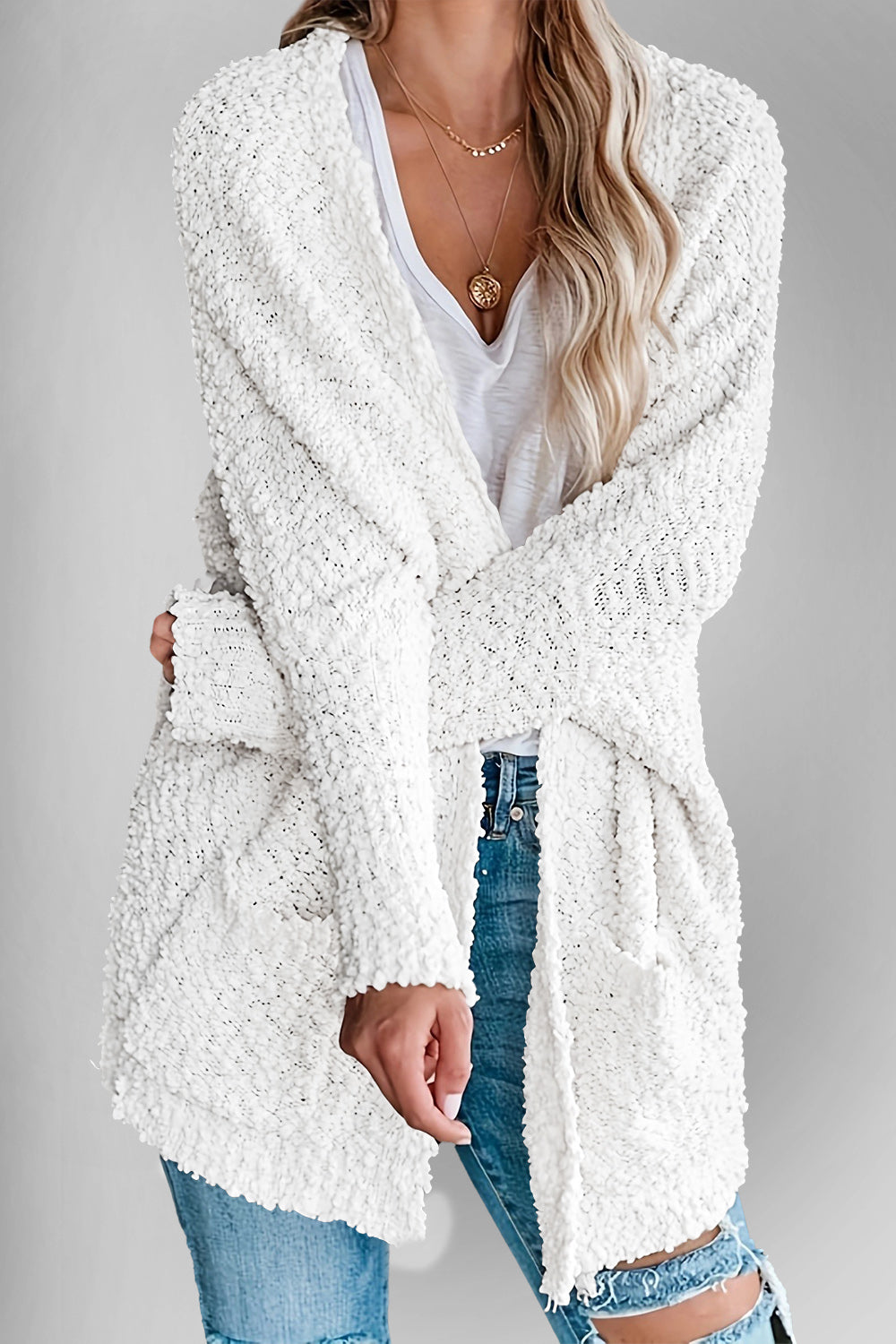 Levoire | Doppel Take Offene Front Long Manches Cardigan Avec Poches