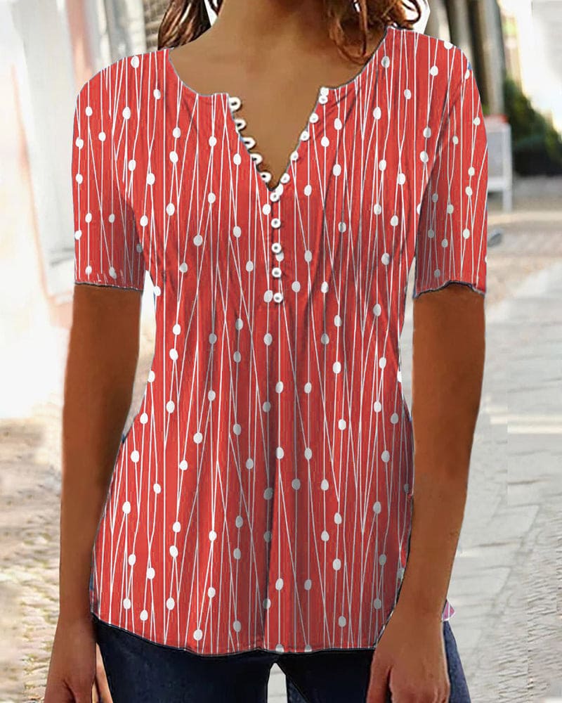 Levoire | Blouse À Pois Avec Décolleté En V Rot