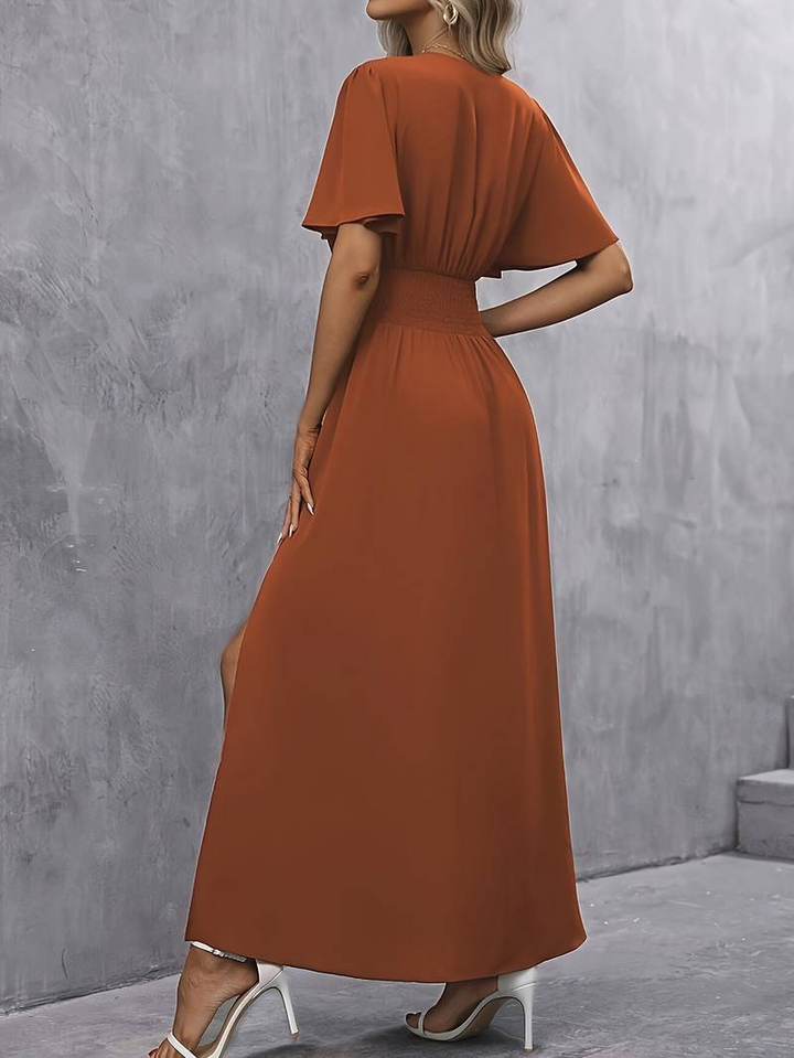 Levoire | Robe Boho Longue pour Femmes avec Fente Brun Élégante pour Femmes